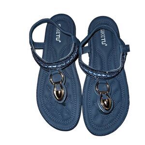 Siketu blue thing sandals with rhinestones size 42‎